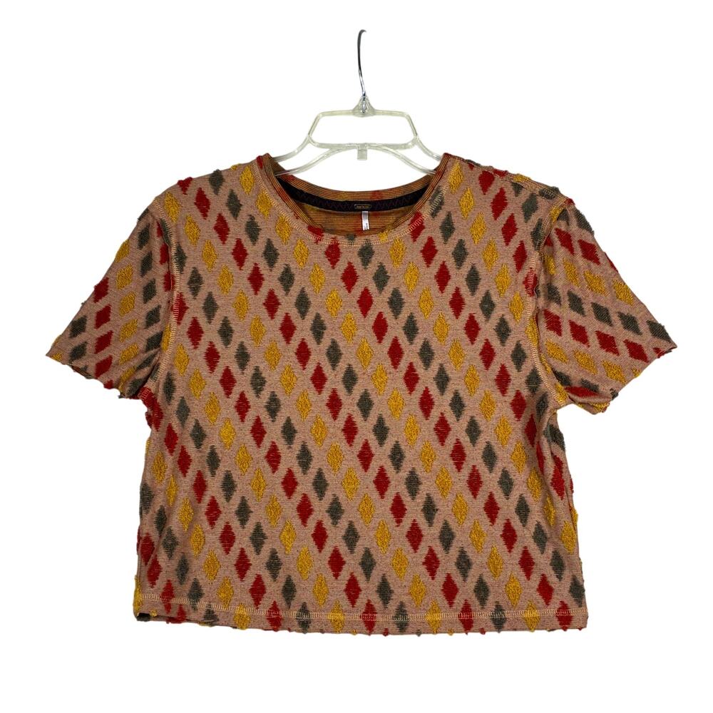 Free People Magic Carpet Diamond Textured Crop Top Size Large